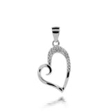 Curved Heart Pendant in Sterling Silver #STW-P04