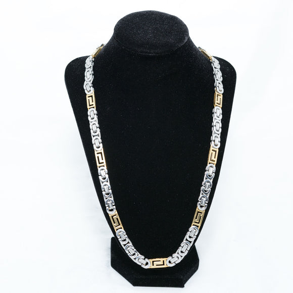 Men's Byzantine Silver & Gold Necklace in Stainless Steel #SSM-N22