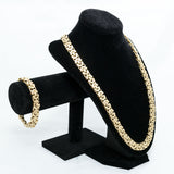 Men's Byzantine Gold Necklace & Bracelet Set in Stainless Steel #SSM-NB02