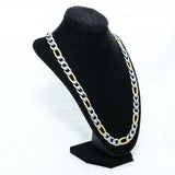 Men's Figaro Silver & Gold Necklace & Bracelet Set in Stainless Steel #SSM-NB31