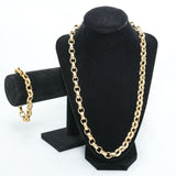 Men's Rolo Gold Necklace & Bracelet Set in Stainless Steel #SSM-NB04