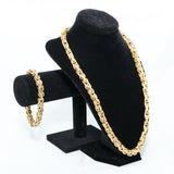 Men's Byzantine Gold Necklace & Bracelet Set in Stainless Steel #SSM-NB05