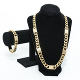 Men's Cuban Link Gold Necklace & Bracelet Set in Stainless Steel #SSM-NB06