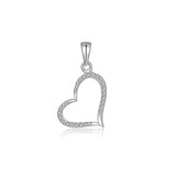 Tilted Heart Pendant in Sterling Silver  #STW-P08